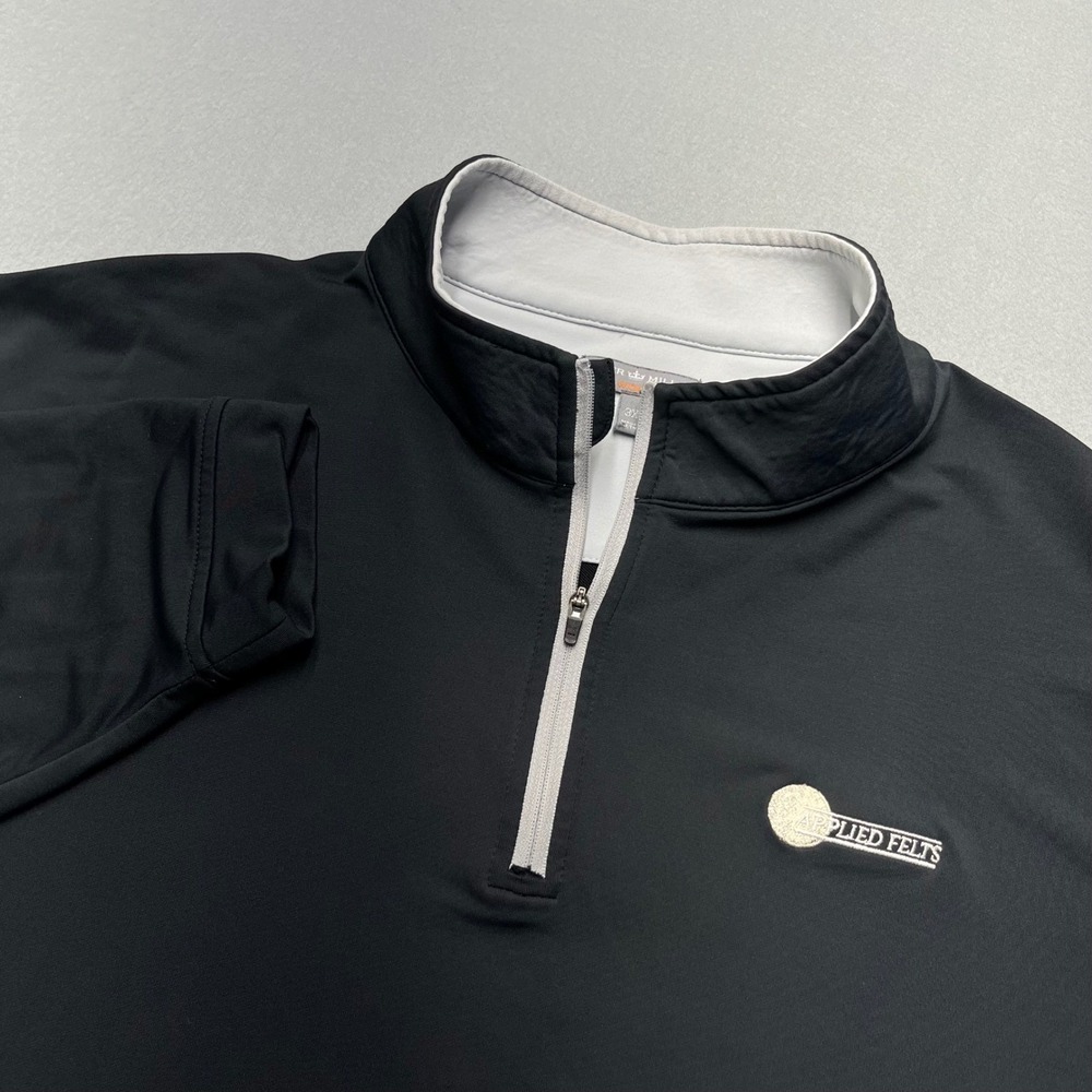 Peter Millar Perth Wicking Men 3XL 1/4 Zip Pullover Black Applied Felts Stretch
